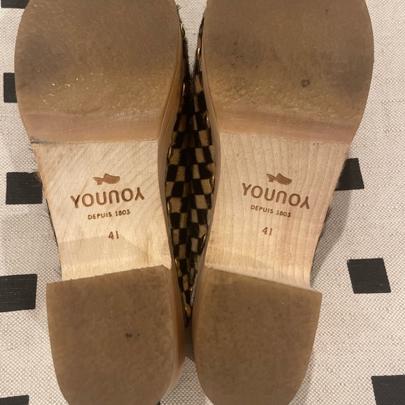 Sabot YouYou Checkered Calf Hair Handmade Clog Heels - Picture 4 of 8